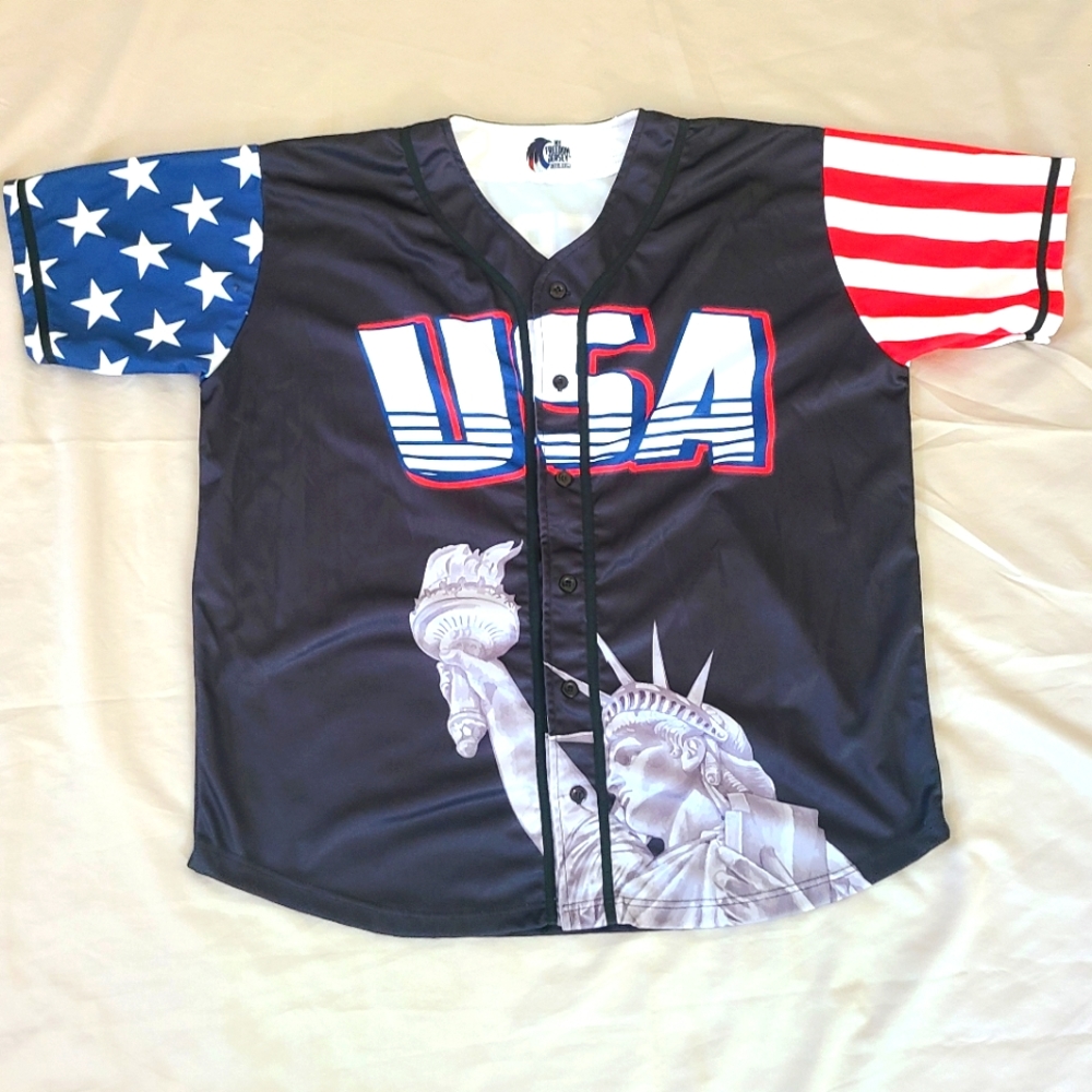 My Fredom Jersey USA Flag, Statue Of Liberty, America #1 Jersey Size 2XL